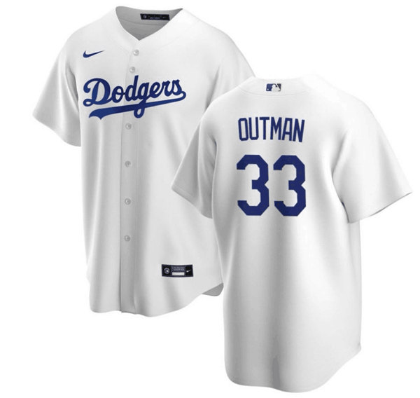 Men's Los Angeles Dodgers #33 James Outman White Cool Base Stitched Baseball Jersey Men's Los Angeles Dodgers #33 James Outman White Cool Base Stitched Baseball Jersey